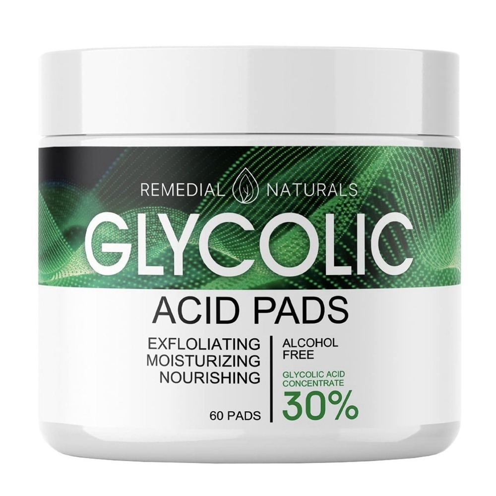 Remedial Naturals Glycolic Acid Pads 30% Exfoliating Face Wipes 60ct 3.9 pH NEW